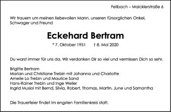Todesanzeige von Eckehard Bertram von trauer.de