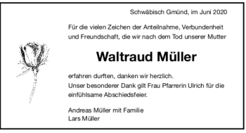 Todesanzeige von Waltraud Müller von trauer.de