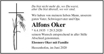 Todesanzeige von Alfons Oker von Trauer.de