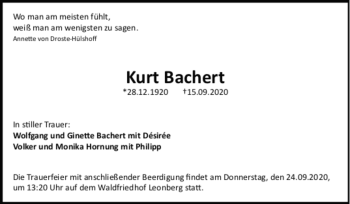 Todesanzeige von Kurt Bachert von Trauer.de