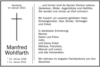 Todesanzeige von Manfred Wohlfarth von Trauer.de