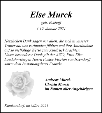 Todesanzeige von Else Murck von Trauer.de