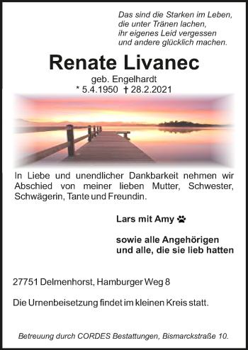 Todesanzeige von Renate Livanec von Trauer.de