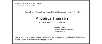 Todesanzeige von Angelika Theissen von Trauer.de