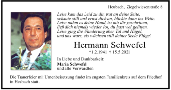Todesanzeige von Hermann Schwefel von Trauer.de