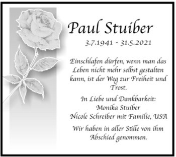 Todesanzeige von Paul Stuiber von Trauer.de
