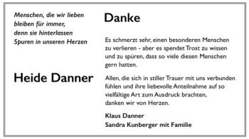 Todesanzeige von Heide Danner von Trauer.de
