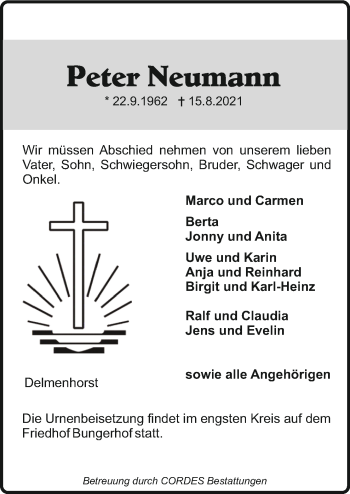 Todesanzeige von Peter Neumann von Trauer.de