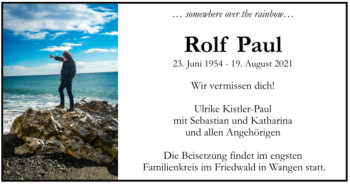 Todesanzeige von Rolf Paul von Trauer.de