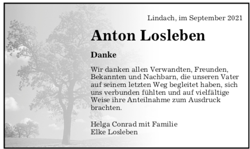 Todesanzeige von  Anton Losleben
