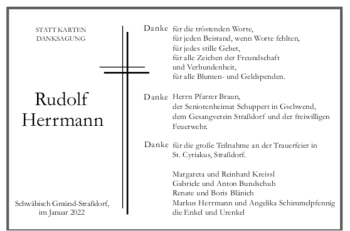 Todesanzeige von Rudolf Herrmann von trauer.de