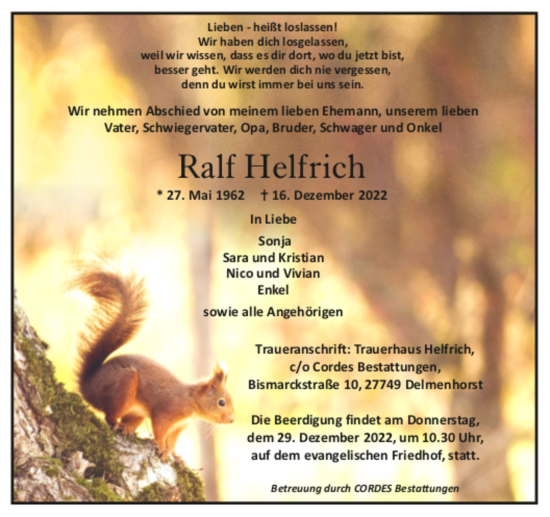 Todesanzeige von Ralf Helfrich von trauer.de