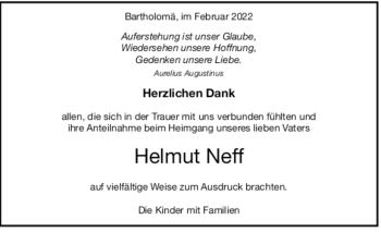 Todesanzeige von Helmut Neff von Trauer.de