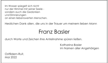 Todesanzeige von Franz Basler von Trauer.de
