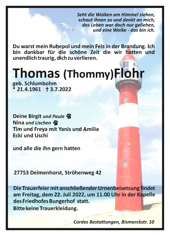 Todesanzeige von Thomas Flohr von trauer.de