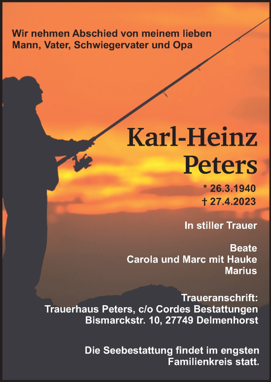 Todesanzeige von Karl-Heinz Peters von Trauer.de