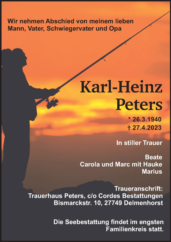  Traueranzeige für Karl-Heinz Peters vom 29.04.2023 aus Trauer.de