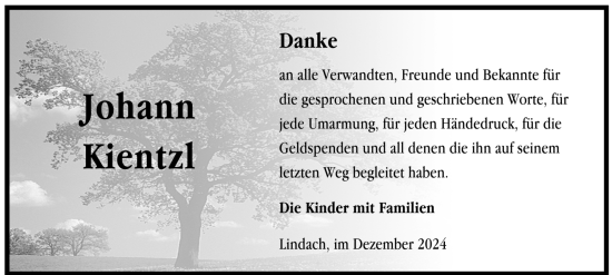 Todesanzeige von Johann Kientzl von trauer.de