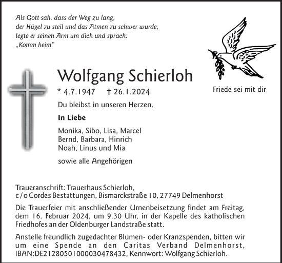 Todesanzeige von Wolfgang Schierloh von trauer.de