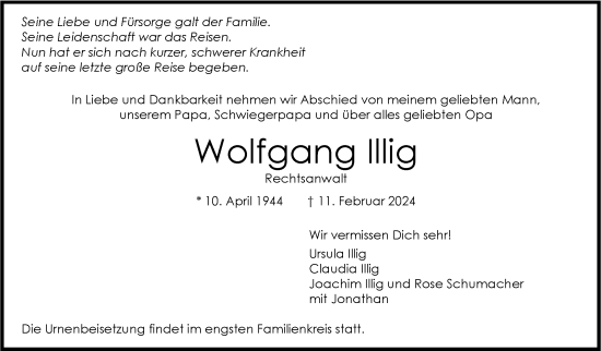 Todesanzeige von Wolfgang Illig von Trauer.de