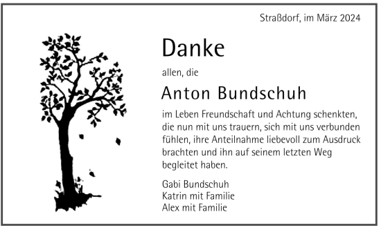 Todesanzeige von Anton Bundschuh von trauer.de