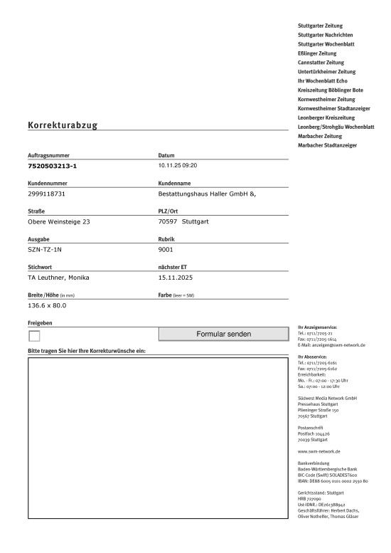 Todesanzeige von Monika Leuthner 