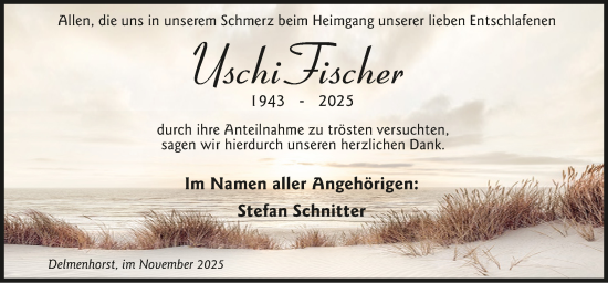 Todesanzeige von Uschi Fischer von trauer.de