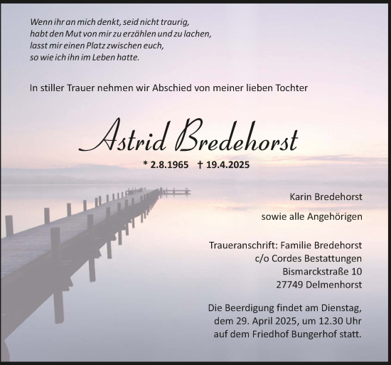 Todesanzeige von Astrid  von Trauer.de