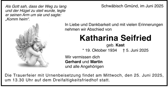 Todesanzeige von Katharina Seifried von trauer.de
