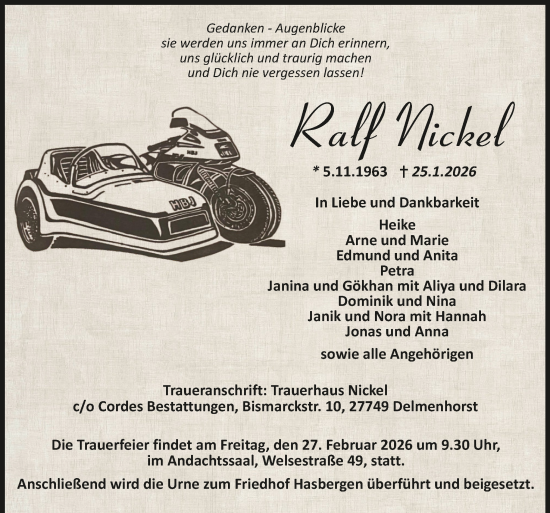 Todesanzeige von Ralf Nickel von Trauer.de