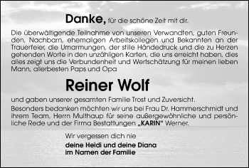 Todesanzeige von Reiner Wolf von Plauen