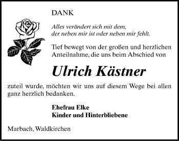 Todesanzeige von Ulrich Kästner von Gesamtausgabe