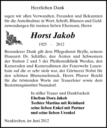 Todesanzeige von Horst Jakob von Gesamtausgabe