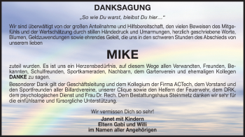 Todesanzeige von Mike  von Freiberg / Brand Erbisdorf