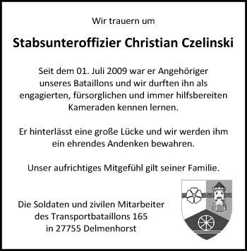 Todesanzeige von Christian Czelinski von Plauen