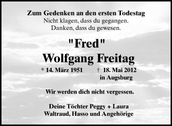 Todesanzeige von Wolfgang Freitag von Chemnitz