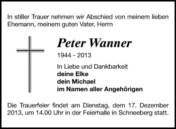 Todesanzeige von Peter Wanner von Aue
