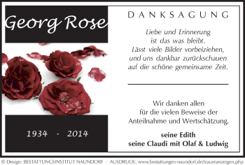 Todesanzeige von Georg Rose von Werdau