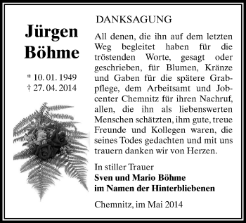 Todesanzeige von Jürgen Böhme von Chemnitz