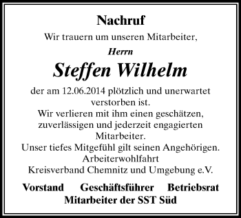 Todesanzeige von Steffen Wilhelm von Chemnitz