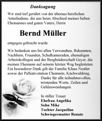 Todesanzeige von Bernd Müller von Annaberg