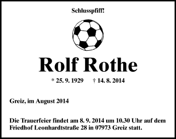 Todesanzeige von Rolf Rothe von Annaberg
