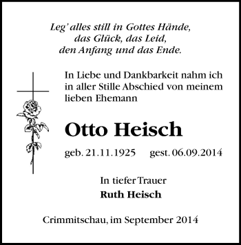Todesanzeige von Otto Heisch von Werdau