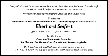 Todesanzeige von Eberhard Seifert von Chemnitz