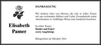 Todesanzeige von Elisabeth Pamer von Oberes Vogtland