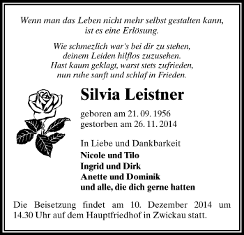 Todesanzeige von Silvia Leistner von Zwickau