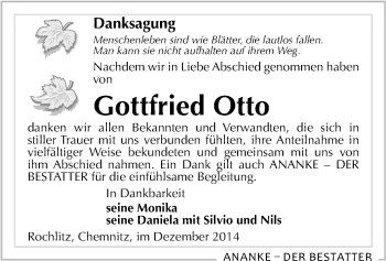 Todesanzeige von Gottfried Otto von Rochlitz