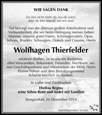 Todesanzeige von Wolfhagen Thierfelder von Hohenstein-Ernstthal, Zwickau