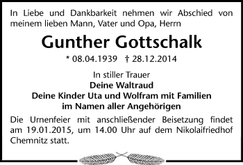 Todesanzeige von Gunther Gottschalk von Chemnitz