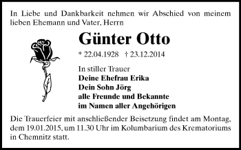 Todesanzeige von Günter Otto von Chemnitz